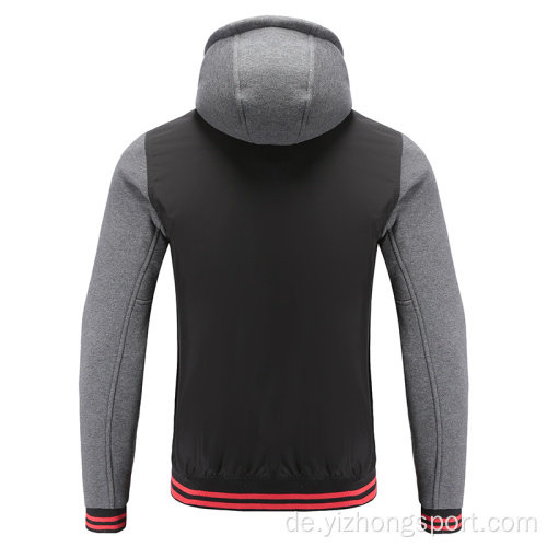 Mens Soccer Wear Zip Up Hoodies Grau Melange